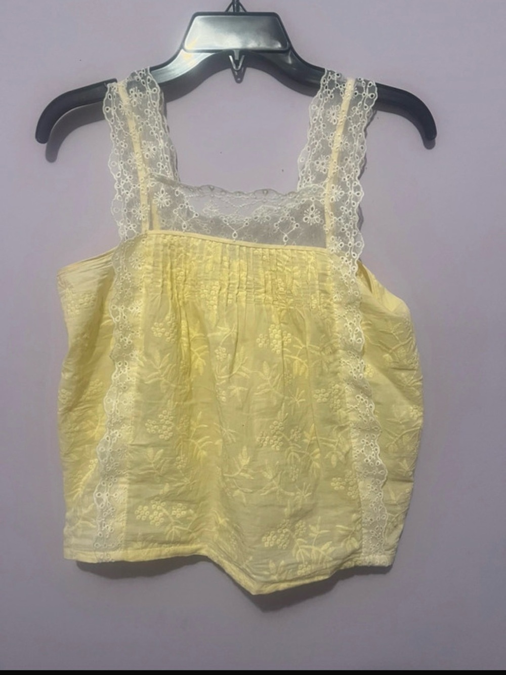 Celebrity Pink Lace-Trim Yellow Women's Tank Top